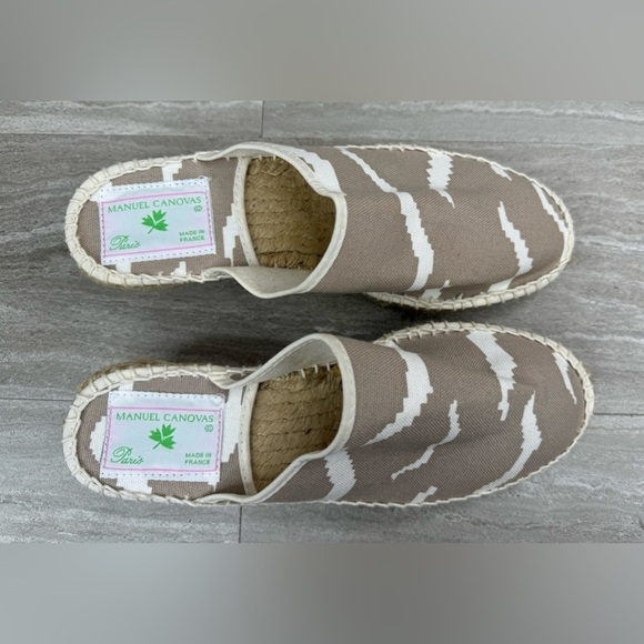 VTG NEW Manuel Canovas Espadrille Wedge Canvas Mules Size 39 US 8.5 - Picture 6 of 10